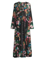 Oasis Floral Silk Maxi Dress