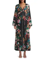 Oasis Floral Silk Maxi Dress