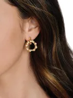 18K Gold-Plated & Cubic Zirconia Double Doorknocker Earrings