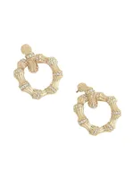 18K Gold-Plated & Cubic Zirconia Double Doorknocker Earrings