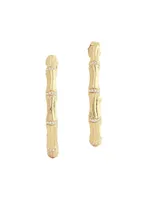Bamboo 18K-Gold-Plated & Cubic Zirconia Hoop Earrings