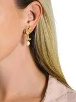 Orchid 18K-Gold-Plated, Cubic Zirconia & Freshwater Pearl Drop Earrings