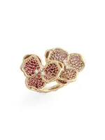 Double Orchid 18K Gold-Plated & Cubic Zirconia Ring