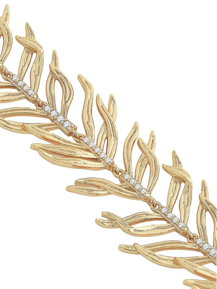 Palm 18K-Gold-Plated & Cubic Zirconia Necklace