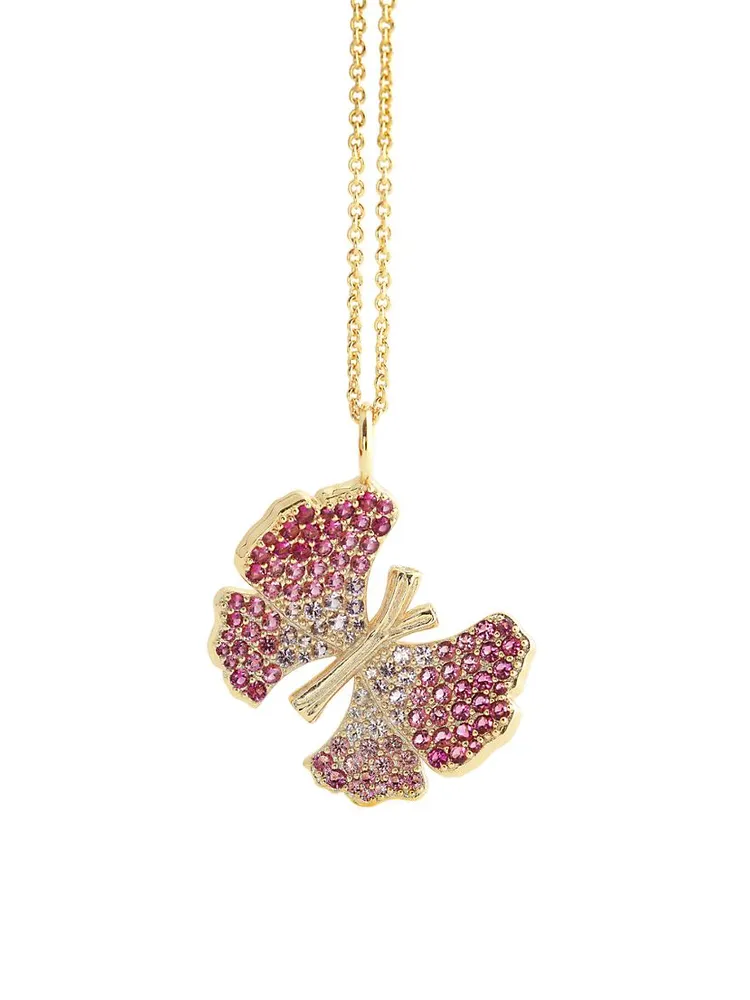 Butterfly 18K Gold-Plated & Cubic Zirconia Pendant Necklace