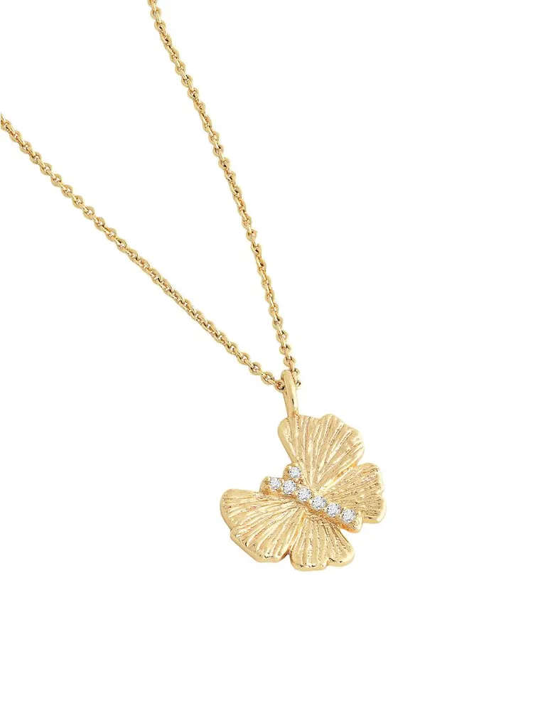 Butterfly 18K-Gold-Plated & Cubic Zirconia Pendant Necklace