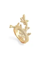 Ocean Coral 18K-Gold-Plated & Cubic Zirconia Ring