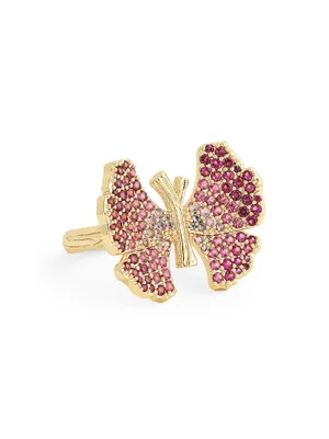 Butterfly 18K Gold-Plated & Cubic Zirconia Ring