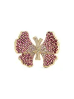 Butterfly 18K Gold-Plated & Cubic Zirconia Ring