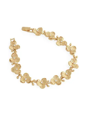 Orchid 18K Gold-Plated & Cubic Zirconia Link Bracelet