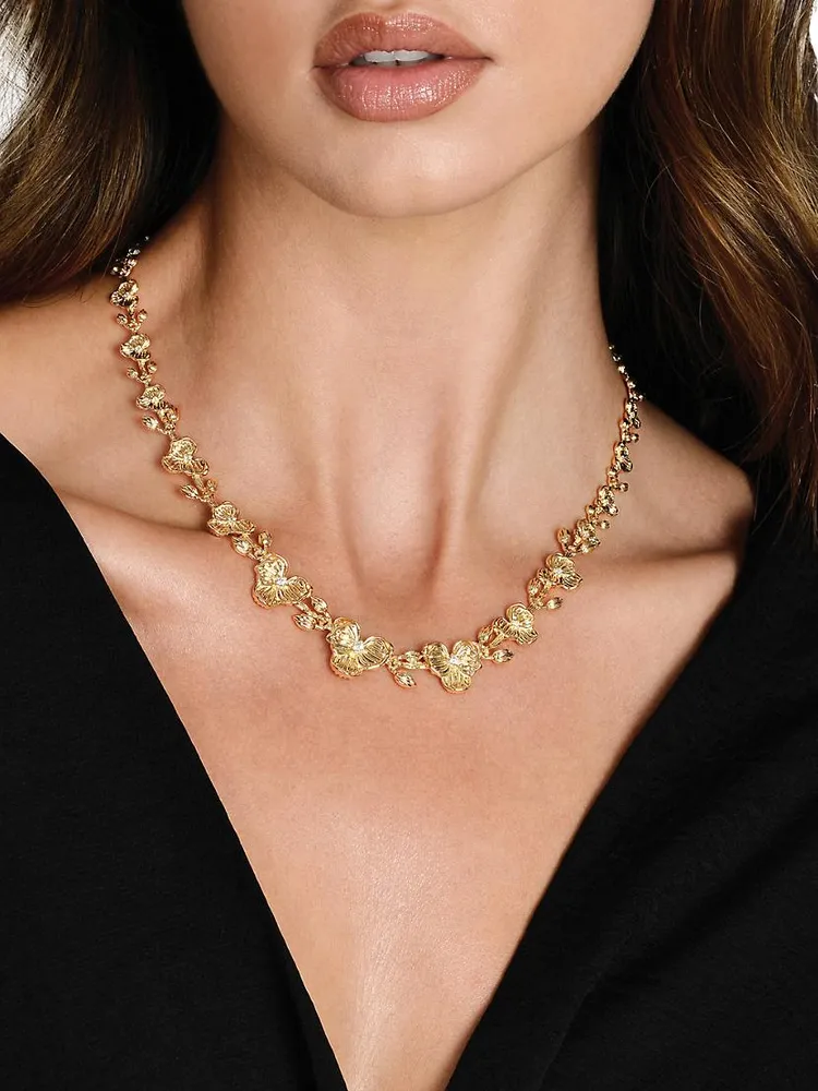 Orchid 18K-Gold-Plated & Cubic Zirconia Necklace