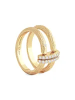 Enchanted Forest 18K-Gold-Plated & Cubic Zirconia Double Ring