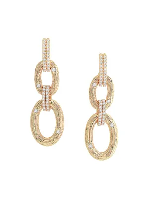 Enchanted Forest 18K Gold-Plated & Cubic Zirconia Chain Earrings