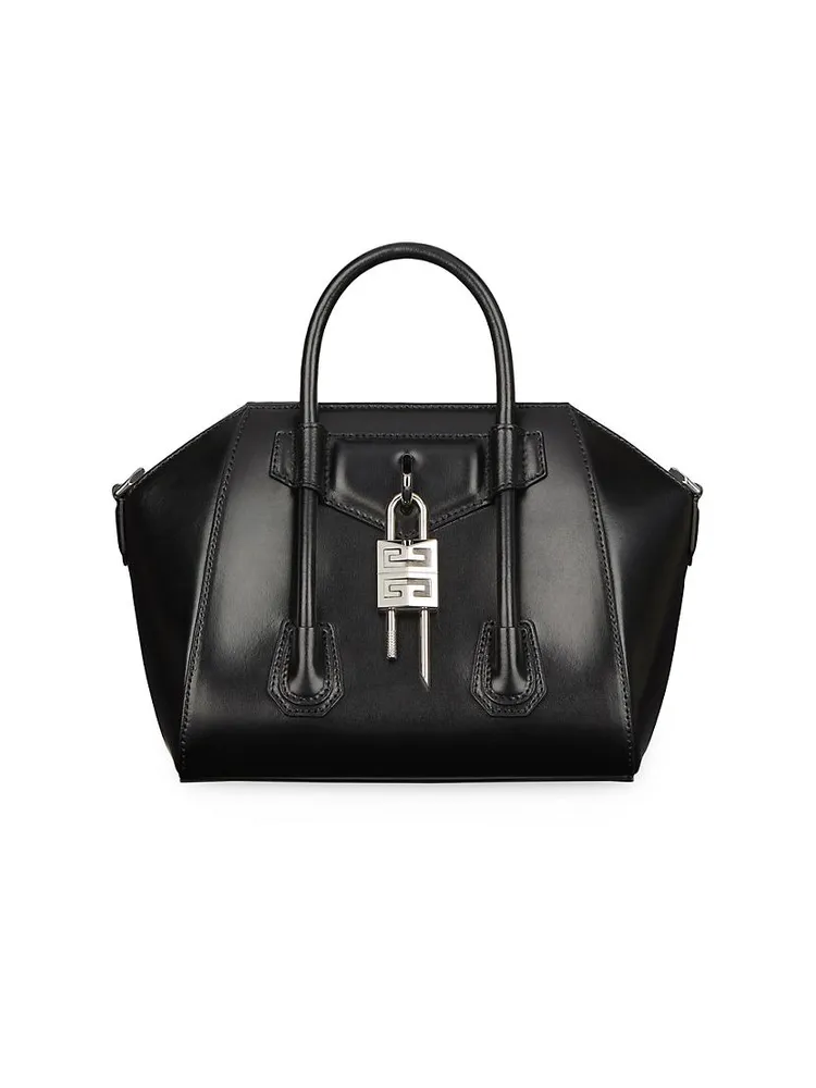 Mini Antigona Lock Top Handle Bag In Box Leather