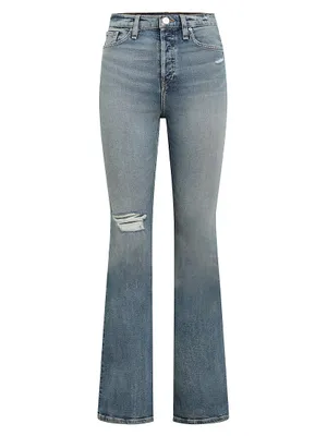 Faye Distressed Boot-Cut Jeans