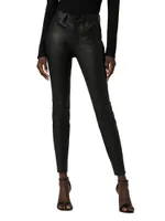 Barbara Leather Super Skinny Ankle Jeans