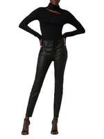 Barbara Leather Super Skinny Ankle Jeans