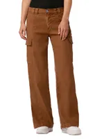 Wide-Leg Linen-Blend Cargo Pants