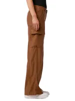 Wide-Leg Linen-Blend Cargo Pants