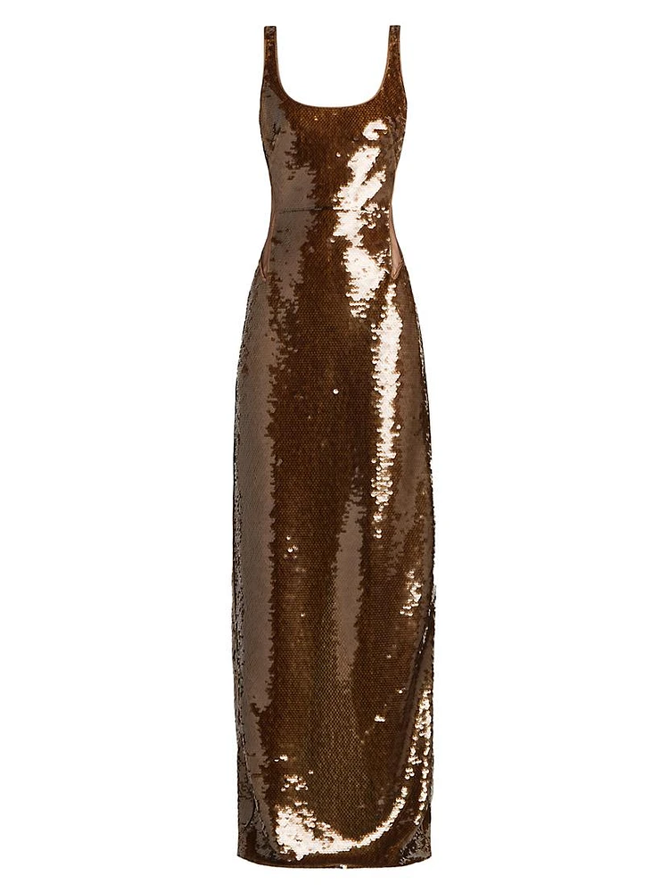 Sequined Scoopneck Gown