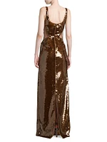 Sequined Scoopneck Gown