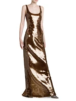 Sequined Scoopneck Gown