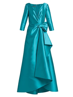 Satin Wrap Bow Gown