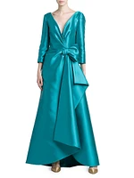 Satin Wrap Bow Gown