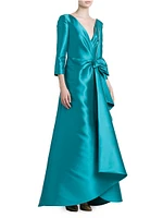 Satin Wrap Bow Gown