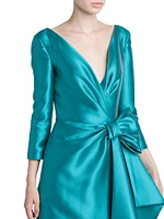 Satin Wrap Bow Gown