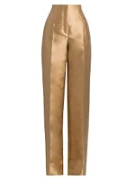 Mikado Satin Straight-Leg Evening Trousers