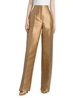 Mikado Satin Straight-Leg Evening Trousers