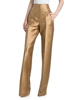 Mikado Satin Straight-Leg Evening Trousers