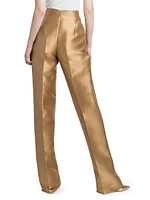 Mikado Satin Straight-Leg Evening Trousers