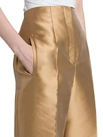 Mikado Satin Straight-Leg Evening Trousers