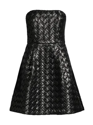 Weaved Pleather Mini Dress
