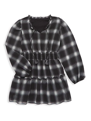 Girl's Plaid Long-Sleeve Dress