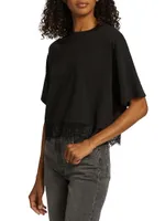 Lace-Hem Cropped T-Shirt