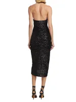 Sequin Halter Midi-Dress