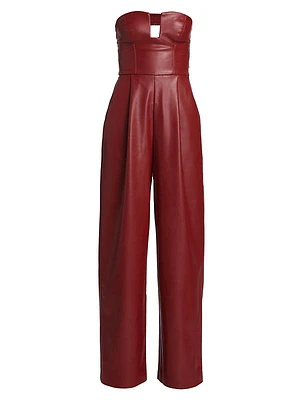 Strapless Faux Leather Jumpsuit