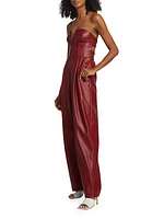 Strapless Faux Leather Jumpsuit