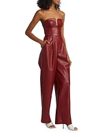 Strapless Faux Leather Jumpsuit