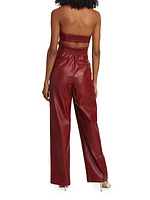 Strapless Faux Leather Jumpsuit