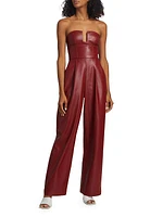 Strapless Faux Leather Jumpsuit