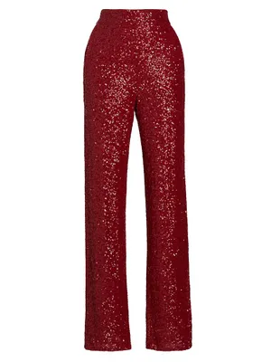 Sequined Wide-Leg Pants