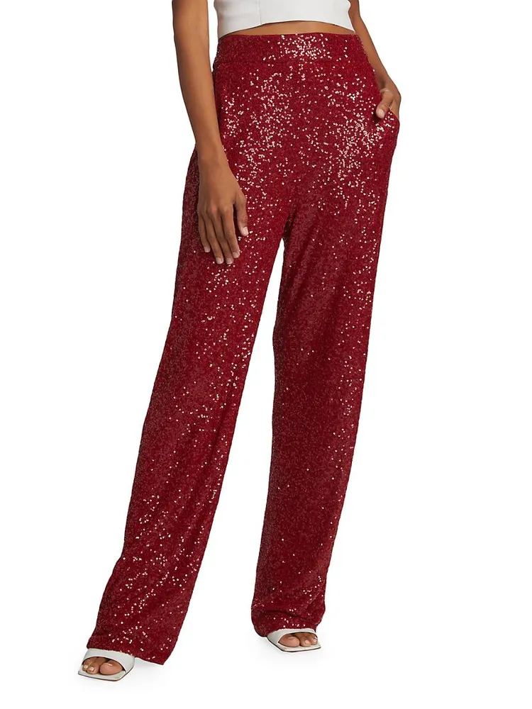 Sequined Wide-Leg Pants