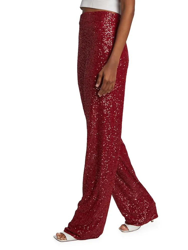 Sequined Wide-Leg Pants