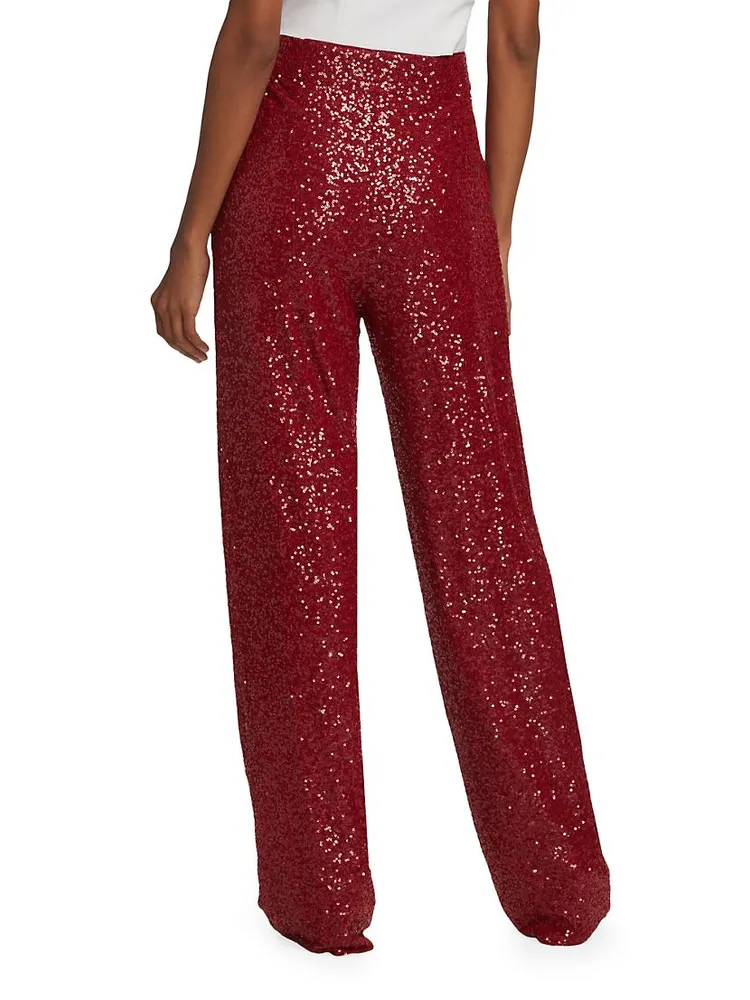 Sequined Wide-Leg Pants