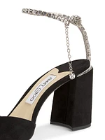 Saeda 85MM Crystal-Embellished Suede Sandals