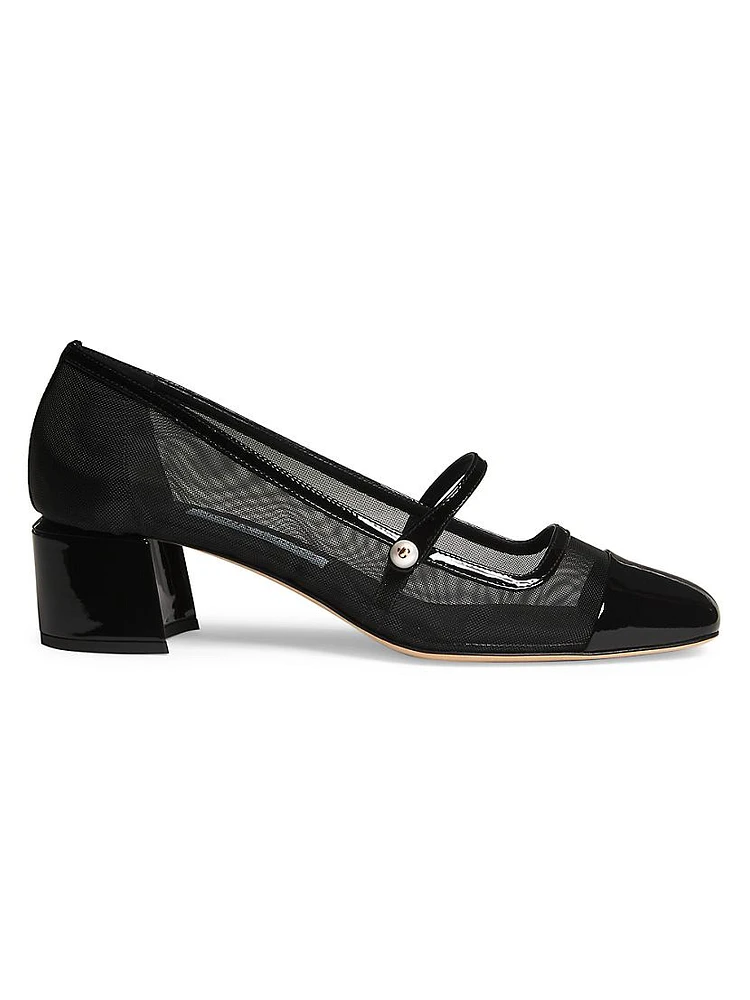 Elisa 45MM Mesh & Patent Leather Pumps